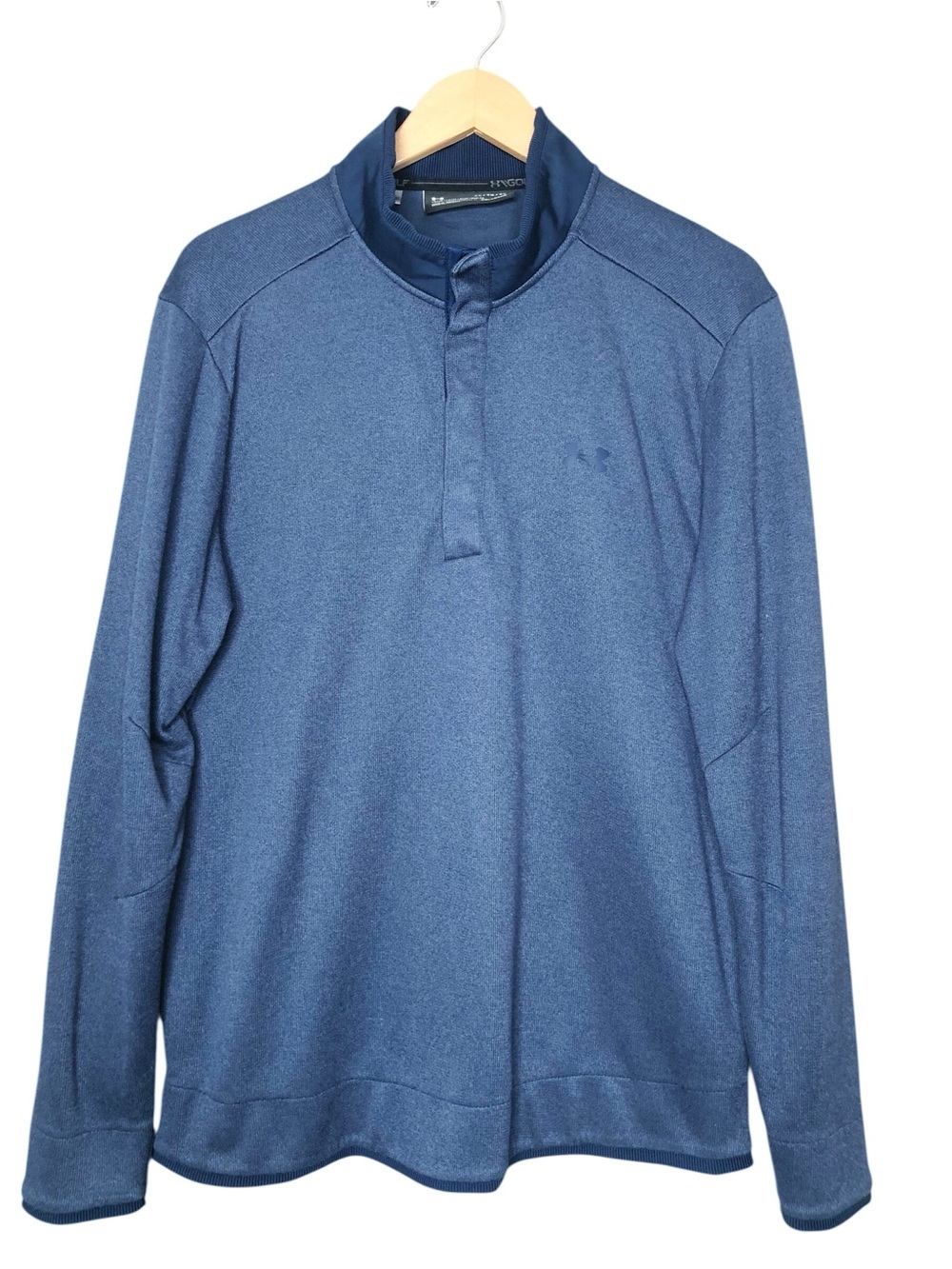 Under Armour Golf Storm Sweatshirt Fleece Snap Mock Neck Pullover Blue Men's XL